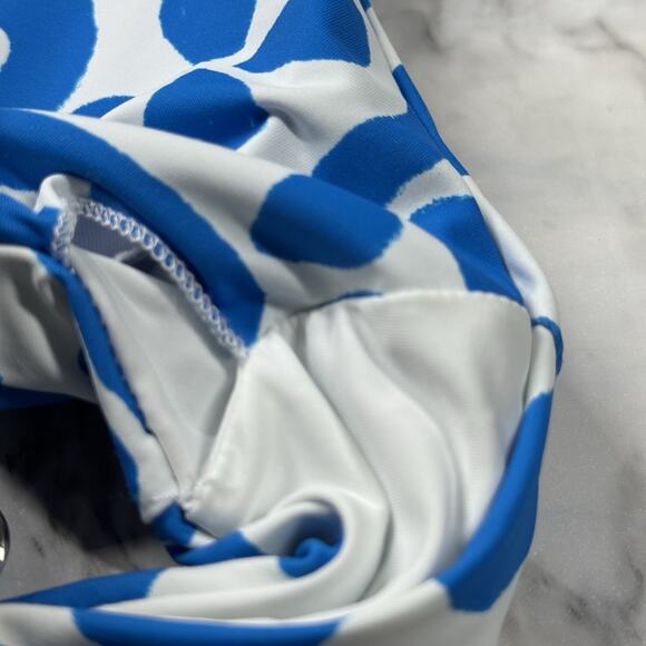 Dippin Daisy's Womens Tie Front Blue White Floral Swimsuit Bikini Top Size M - Picture 6 of 7